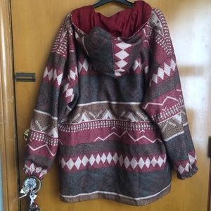 VINTAGE Reversible Jacket Aztec Print and Red
